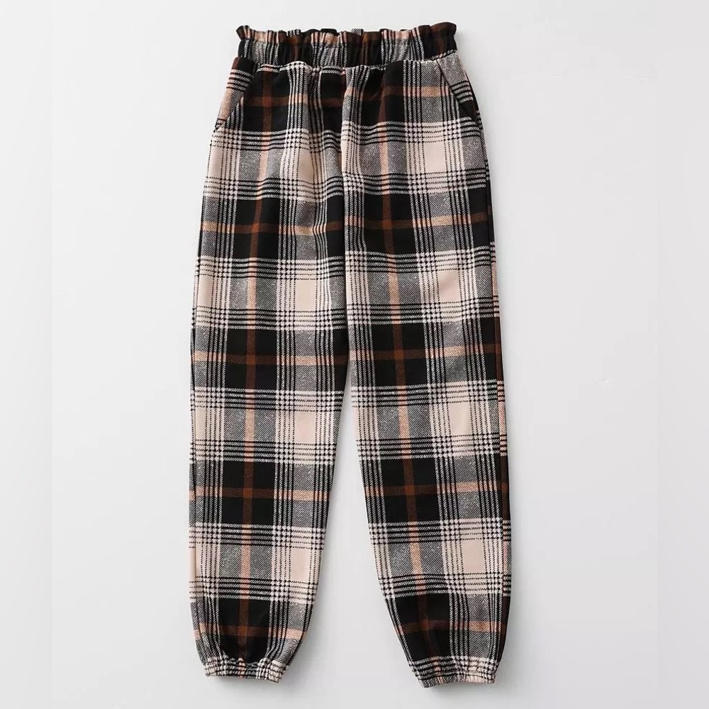 Fashion Ladies Plaid Joggers